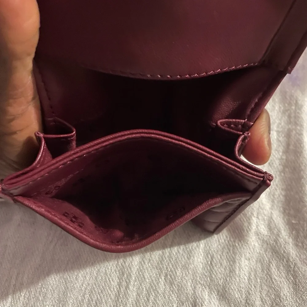 Tory Burch Burgundy Quilted Wallet - Picture 3 of 4